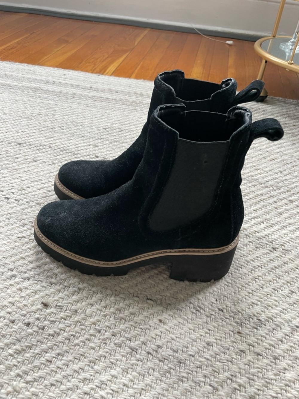 Dolce Vita Black Suede Chelsea Lug Ankle Boots